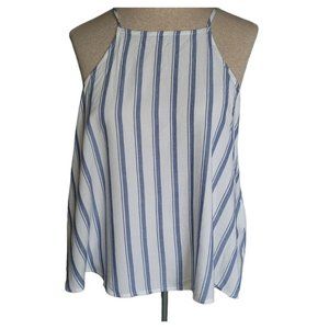 Hollister Striped Spaghetti Strap Top Blue And White Size M Flowy Tank